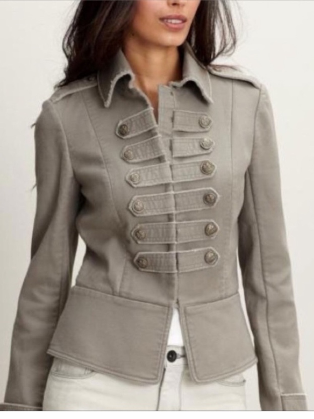 Banana Republic Women’s Military-Style Cotton Jacket, Gray, Sz 8P (See Notes)